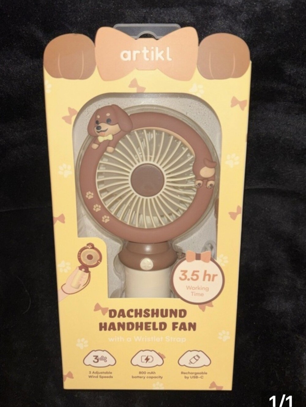 artikl Dachshund Handheld Fan - Brown And Cream